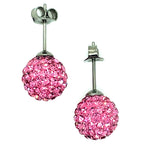 Tresor Paris Silver and Hot Pink Disco Stud Earrings