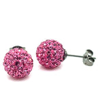 Tresor Paris Silver and Hot Pink Disco Stud Earrings