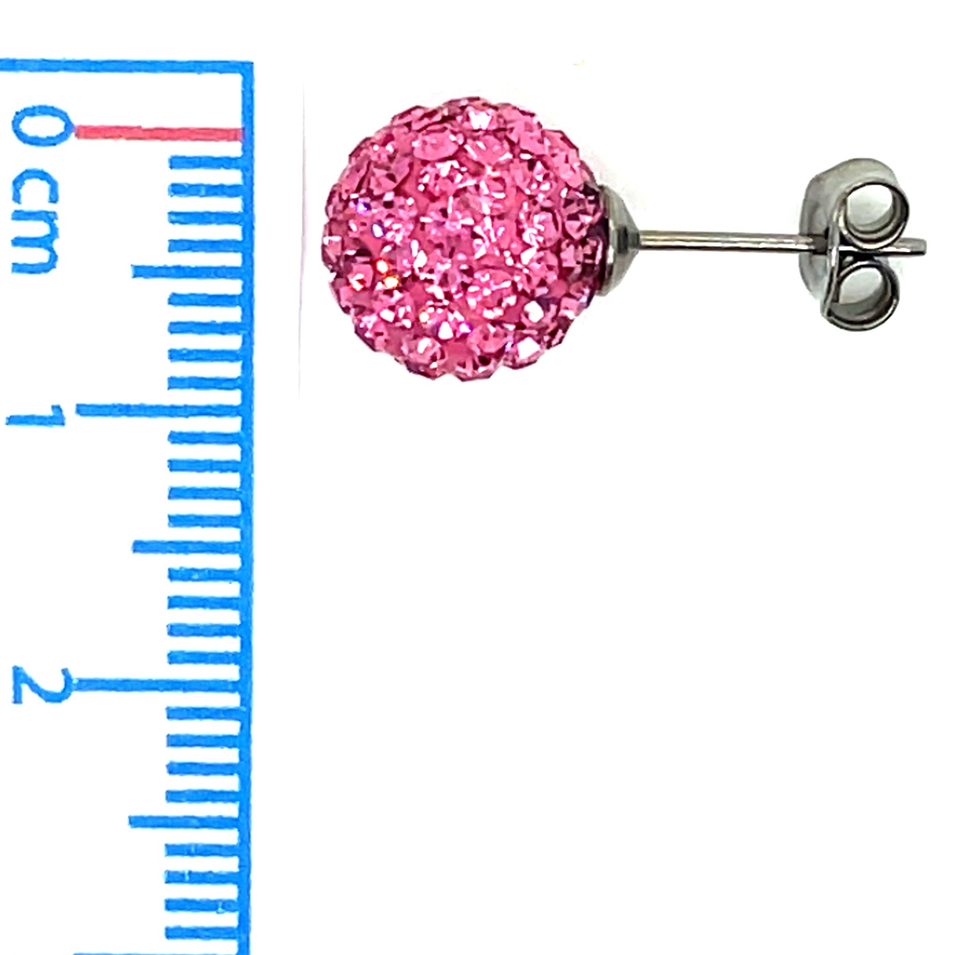 Tresor Paris Silver and Hot Pink Disco Stud Earrings