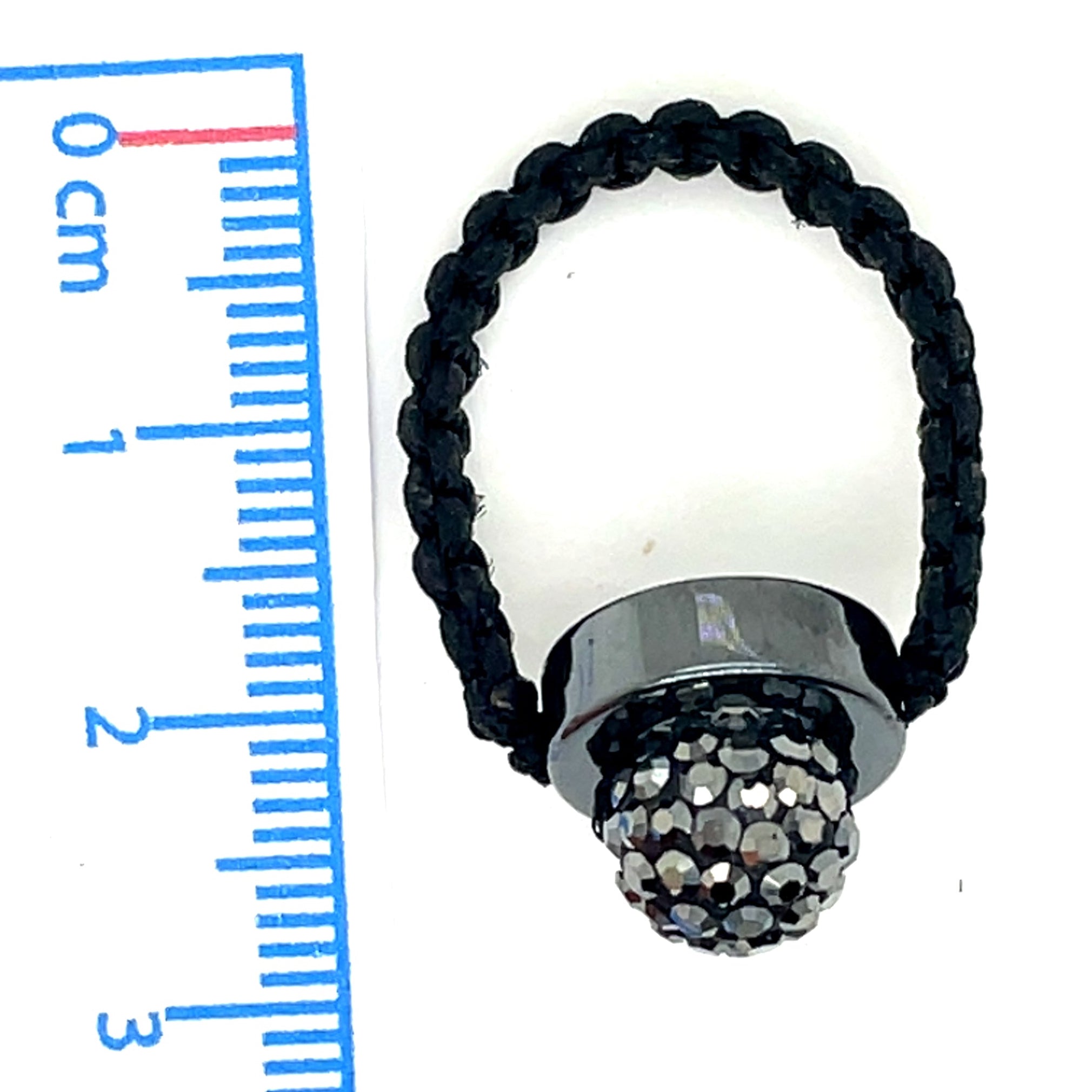 Tresor Paris Black Rope and Charcoal Grey Disco Bead Ring