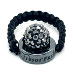 Tresor Paris Black Rope and Charcoal Grey Disco Bead Ring