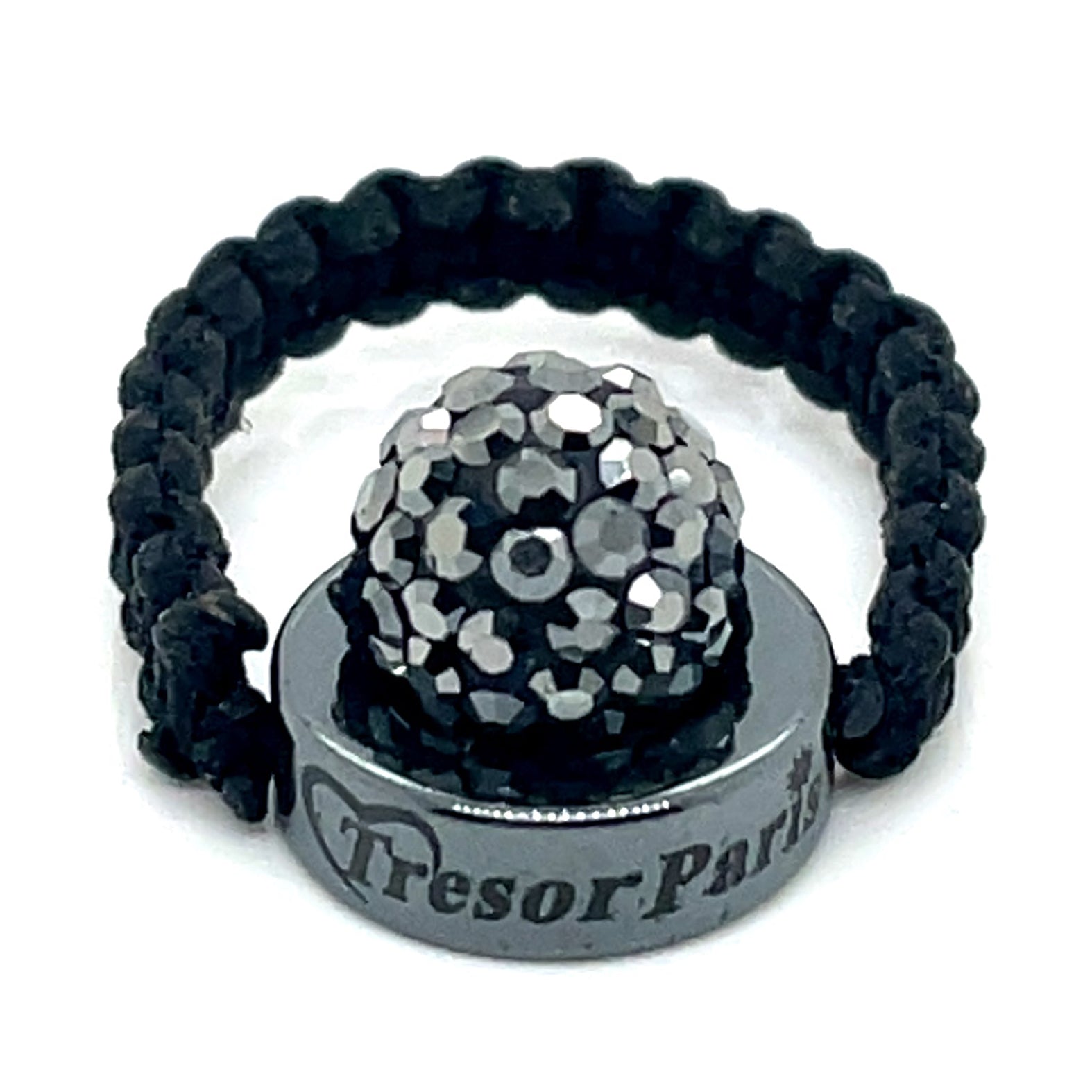 Tresor Paris Black Rope and Charcoal Grey Disco Bead Ring