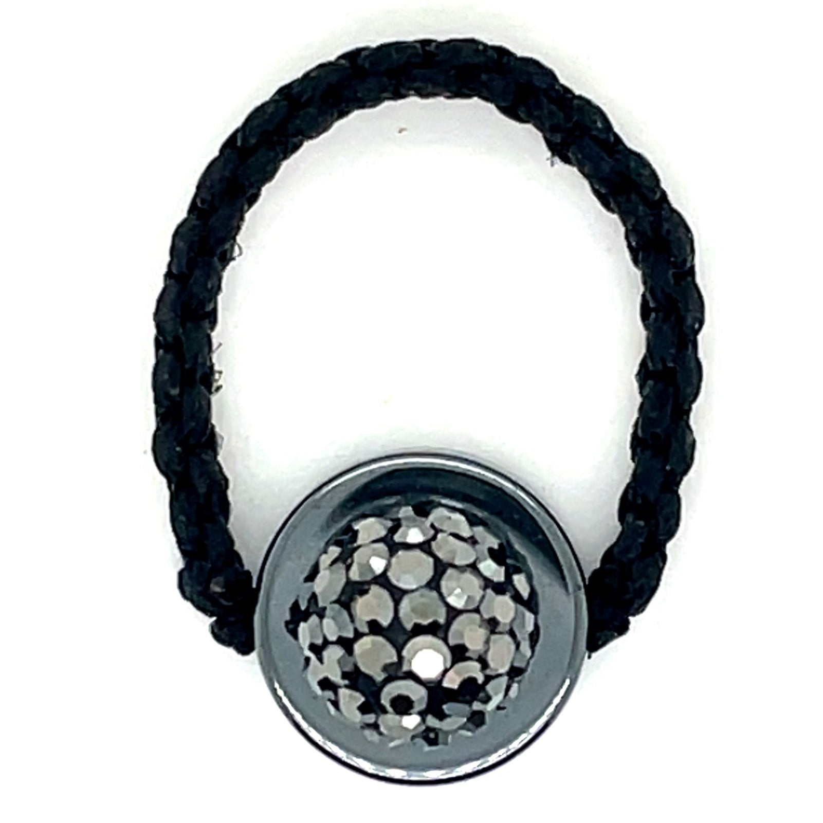 Tresor Paris Black Rope and Charcoal Grey Disco Bead Ring