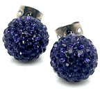 Tresor Paris Silver and Indigo Disco Stud Earrings