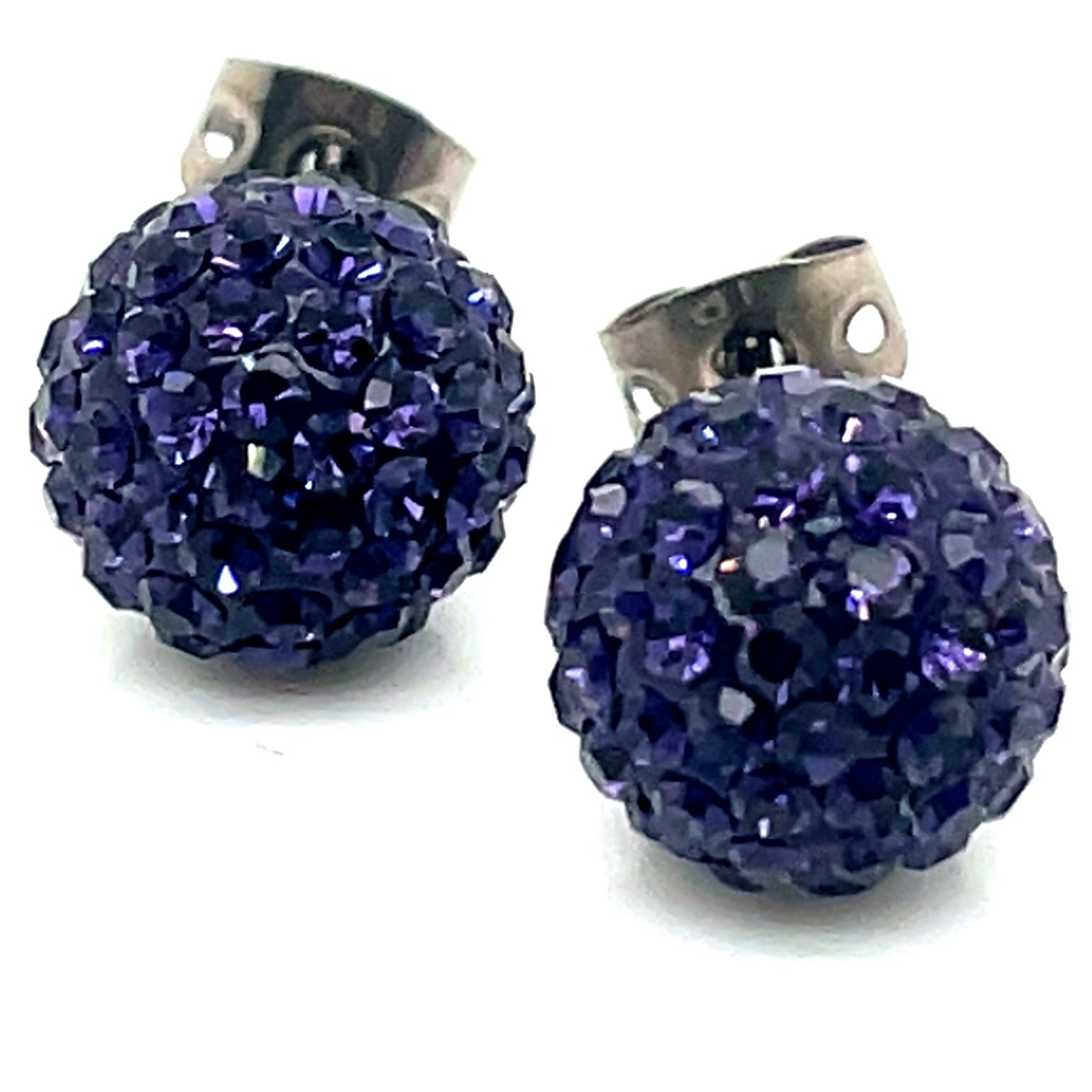 Tresor Paris Silver and Indigo Disco Stud Earrings