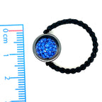 Tresor Paris Black Rope and Bright Blue Disco Bead Ring