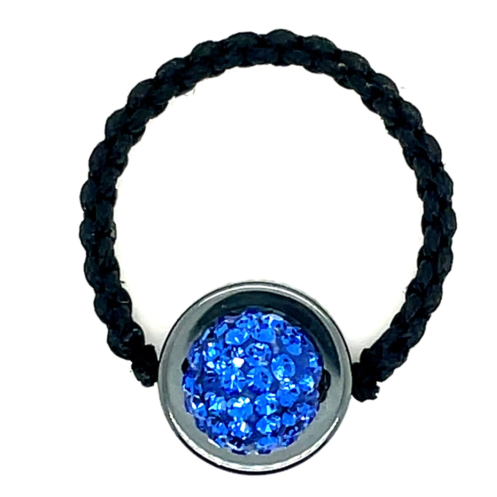 Tresor Paris Black Rope and Bright Blue Disco Bead Ring
