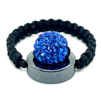Tresor Paris Black Rope and Bright Blue Disco Bead Ring