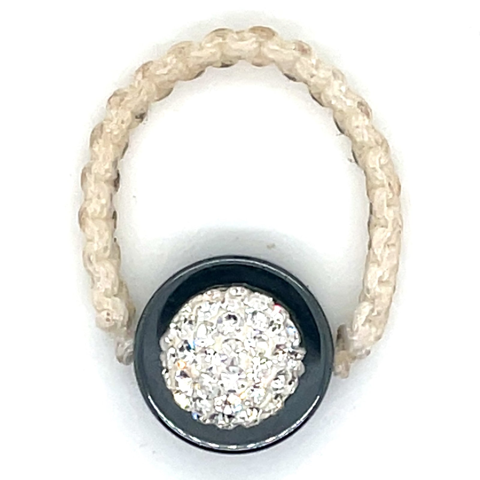 Tresor Paris Cream Rope and White Disco Bead Ring