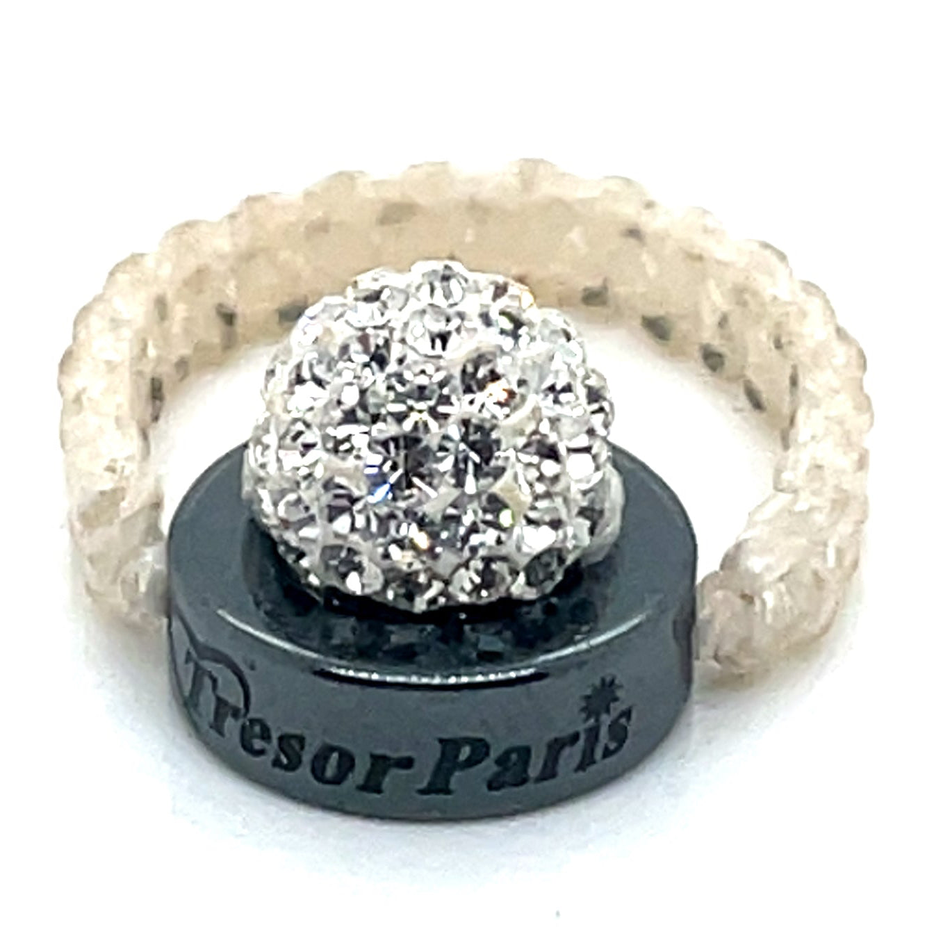 Tresor Paris Cream Rope and White Disco Bead Ring