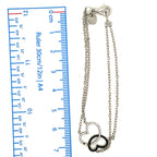 Tresor Paris Silver Interlinked White and Black Stone Hearts Double Chain Bracelet
