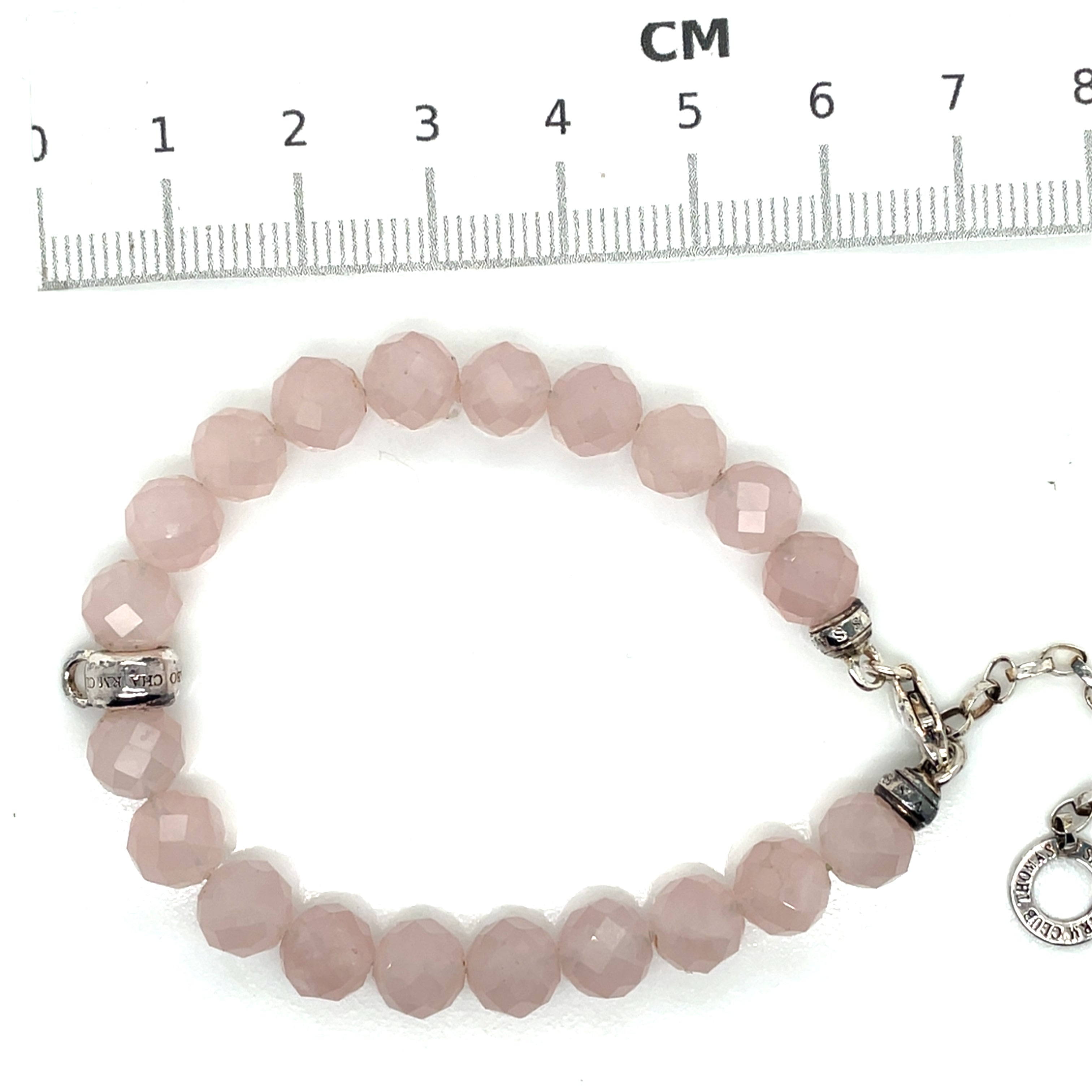 Thomas Sabo Silver and Pink Beaded Adjustable Length Bracelet