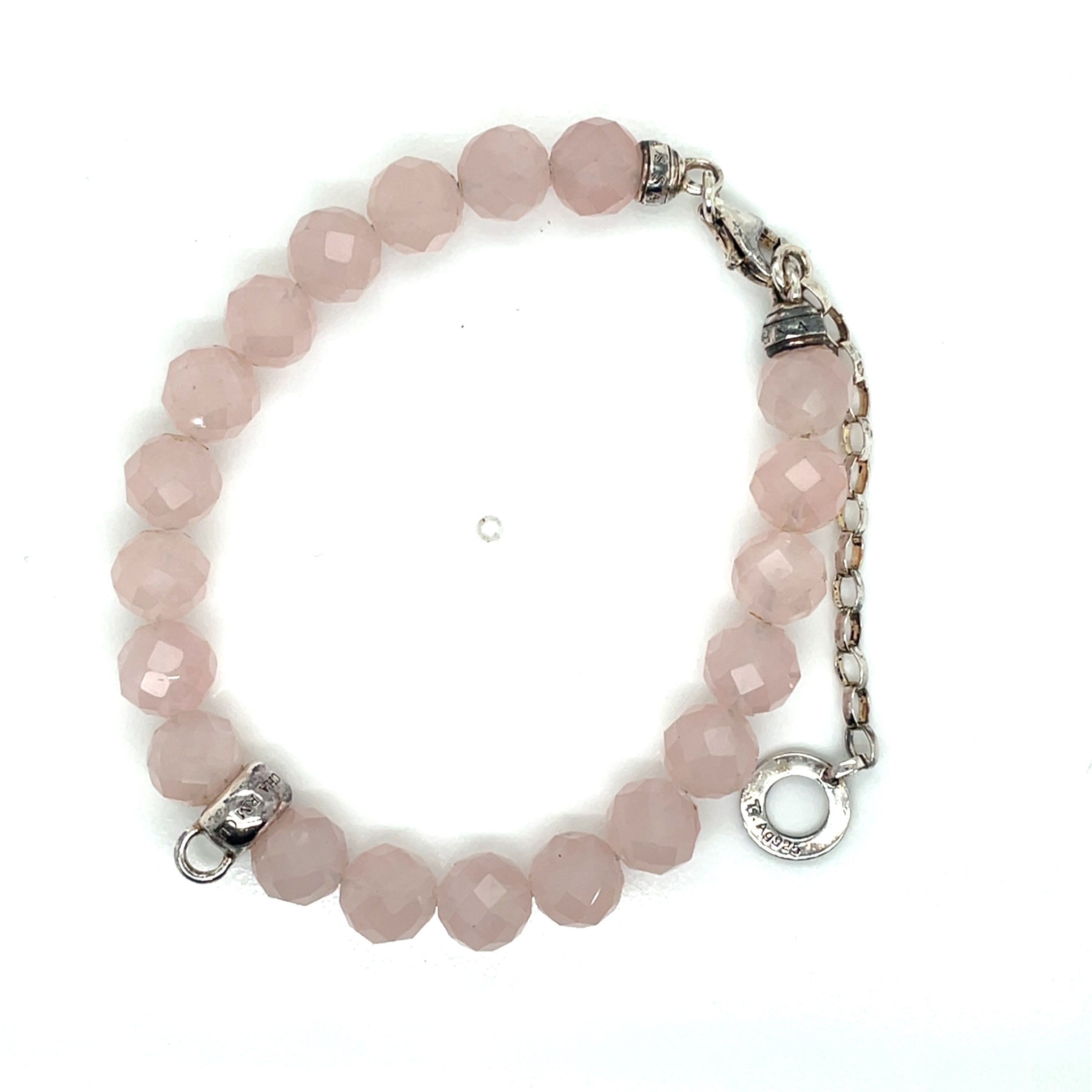 Thomas Sabo Silver and Pink Beaded Adjustable Length Bracelet