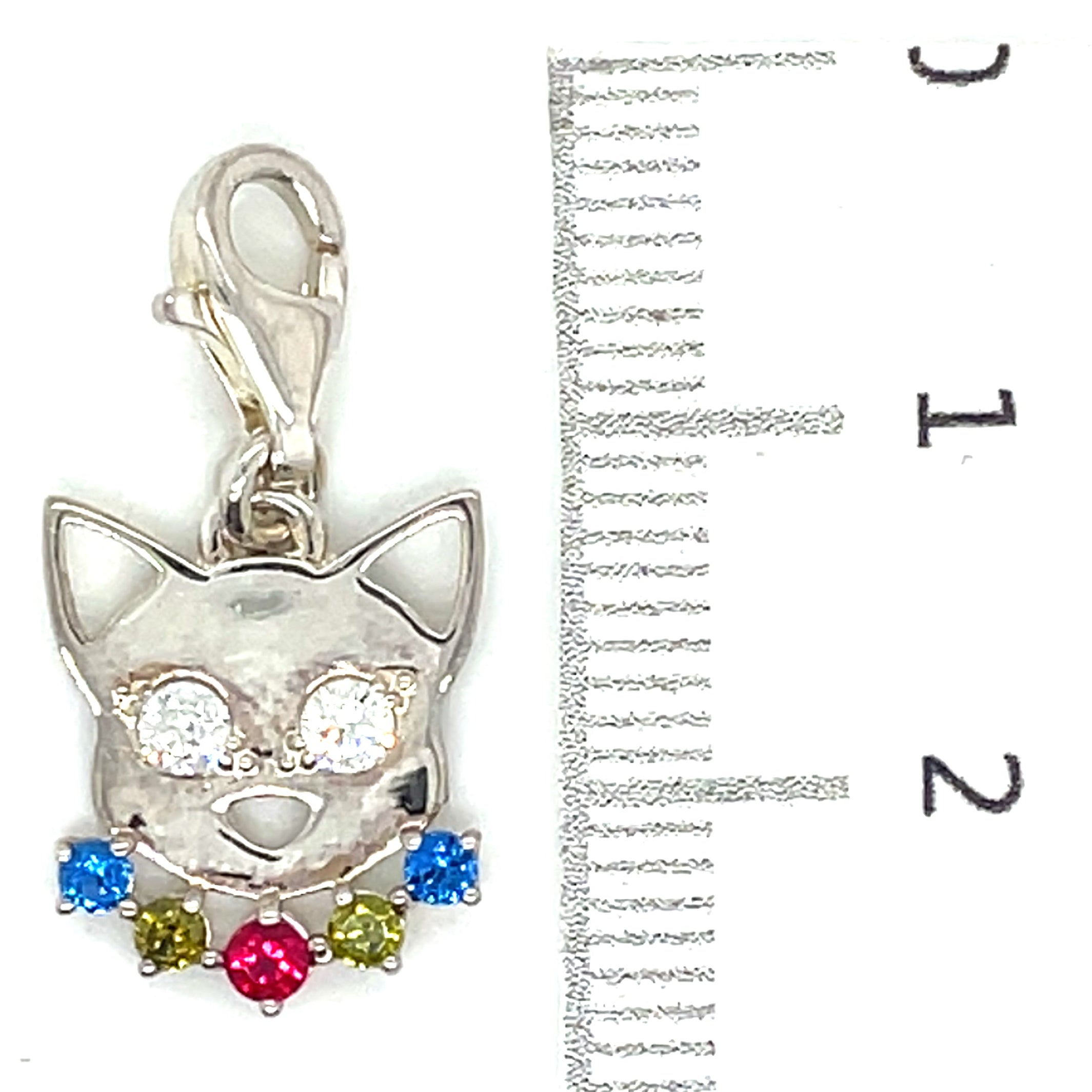 Thomas Sabo Silver Cat with Multi-Coloured Cubic Zirconia Collar Charm