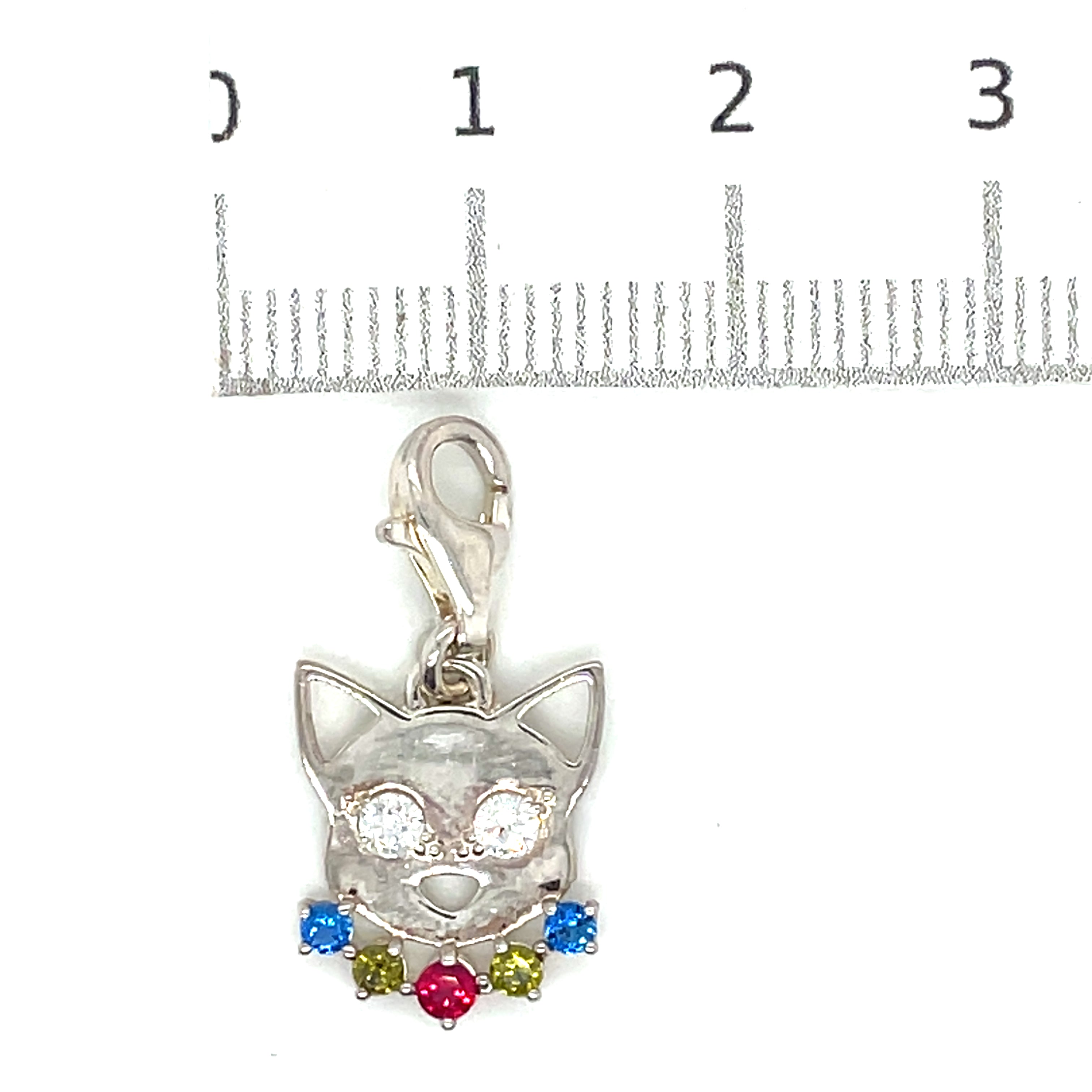 Thomas Sabo Silver Cat with Multi-Coloured Cubic Zirconia Collar Charm