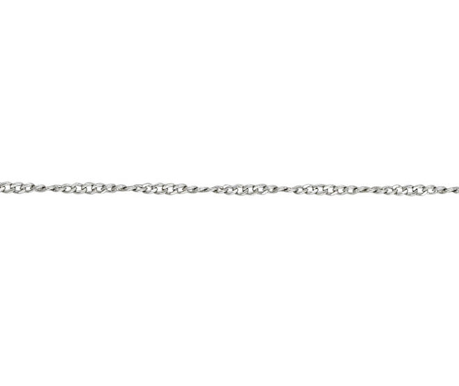 9ct White 14 Round Twisted Curb 18"/45cm