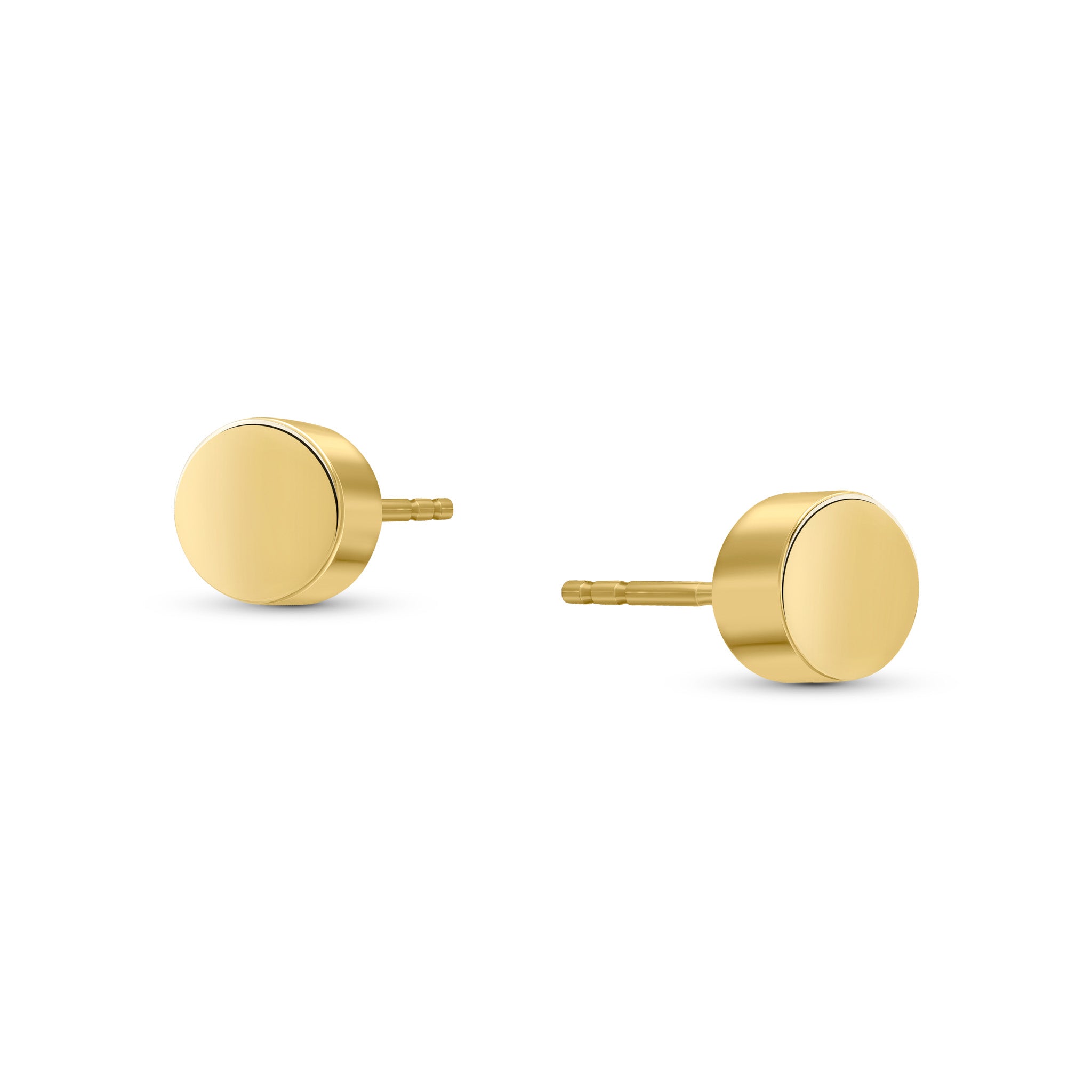 9ct yellow gold Polished 6mm Cylinder Shape Stud Earrings