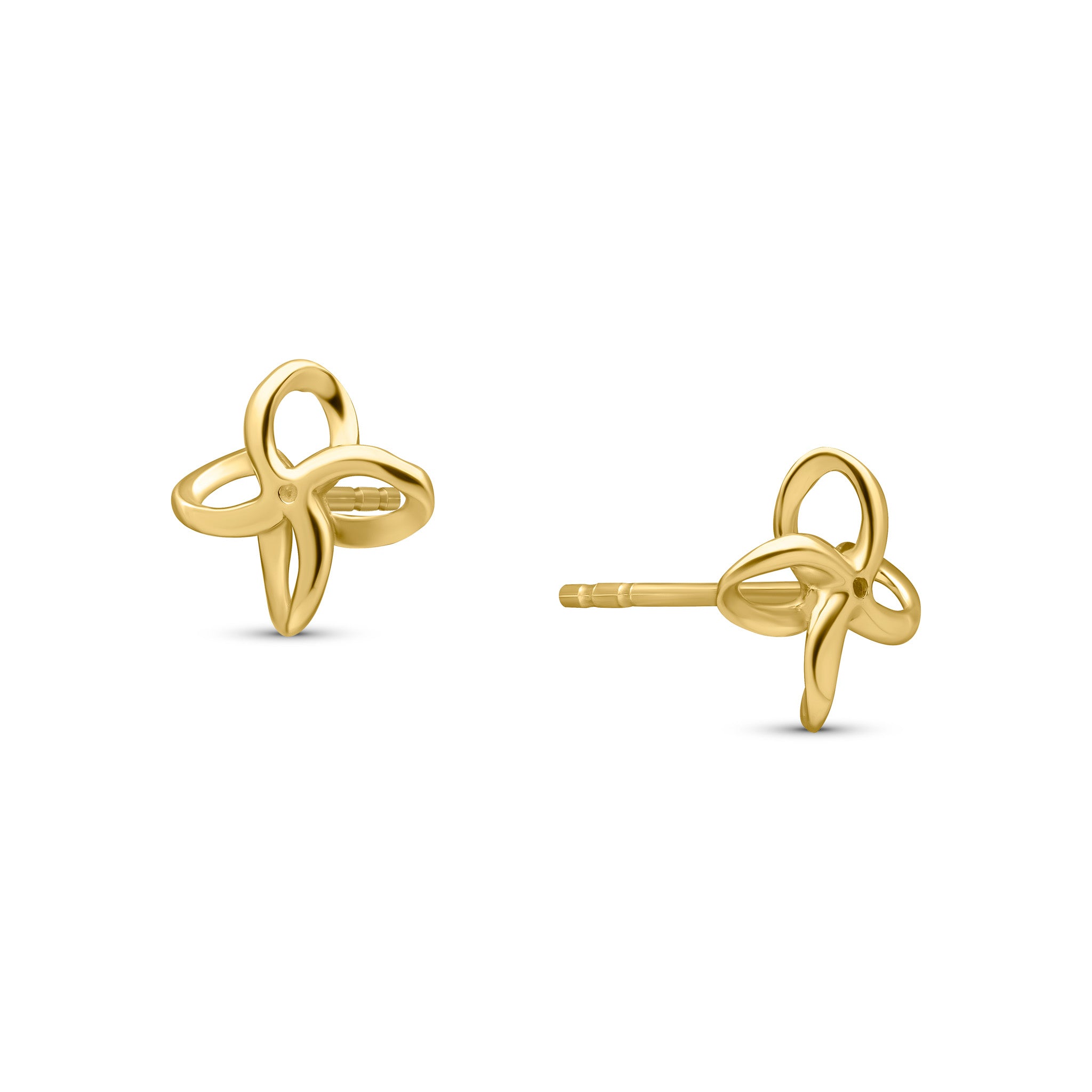 9ct Yellow Gold Simple Flower Stud Earrings