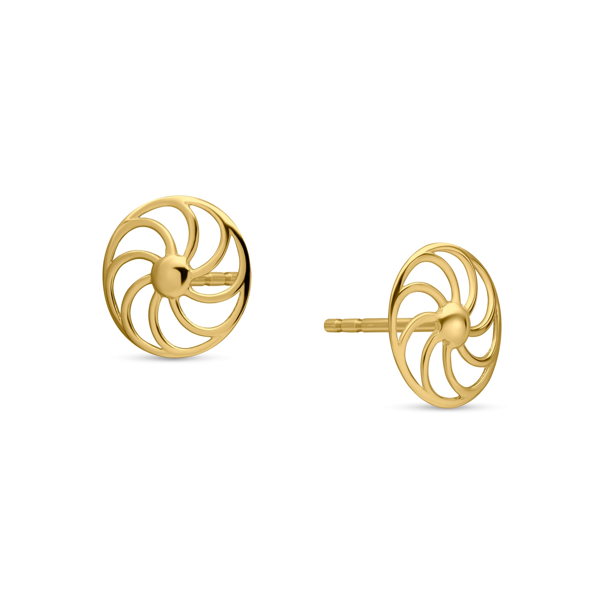 9ct Yellow Gold Swirl/Cartwheel Stud Earrings