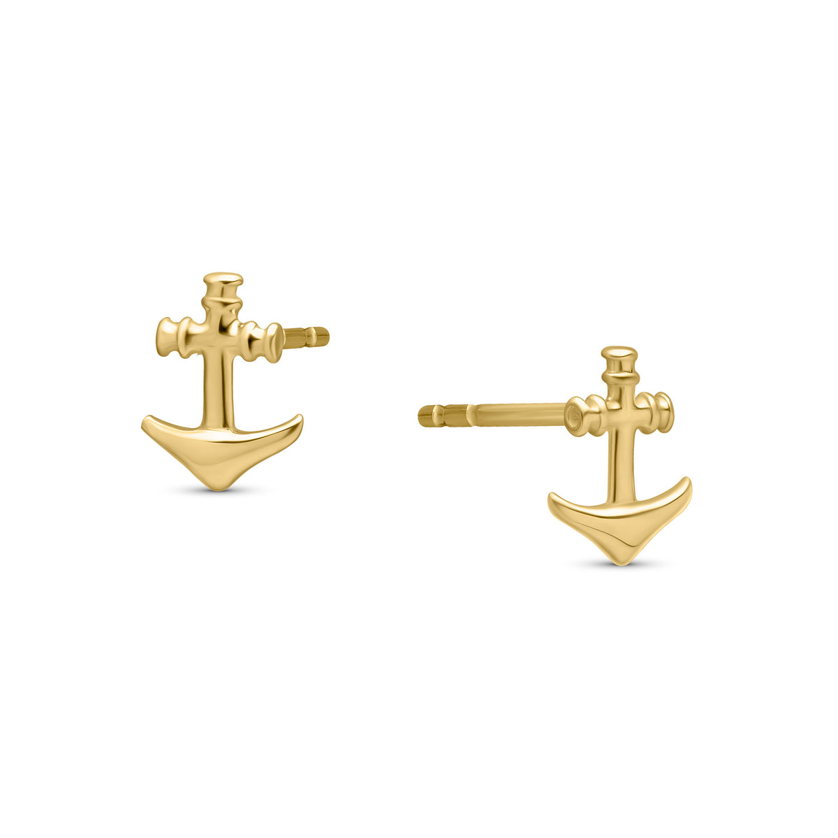 9ct Yellow Gold Anchor Stud Earrings
