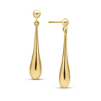 9ct Yellow Gold Long Bombe Drop Earrings