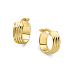 9ct Yellow Gold Ribbed Wide Hoop Earrings