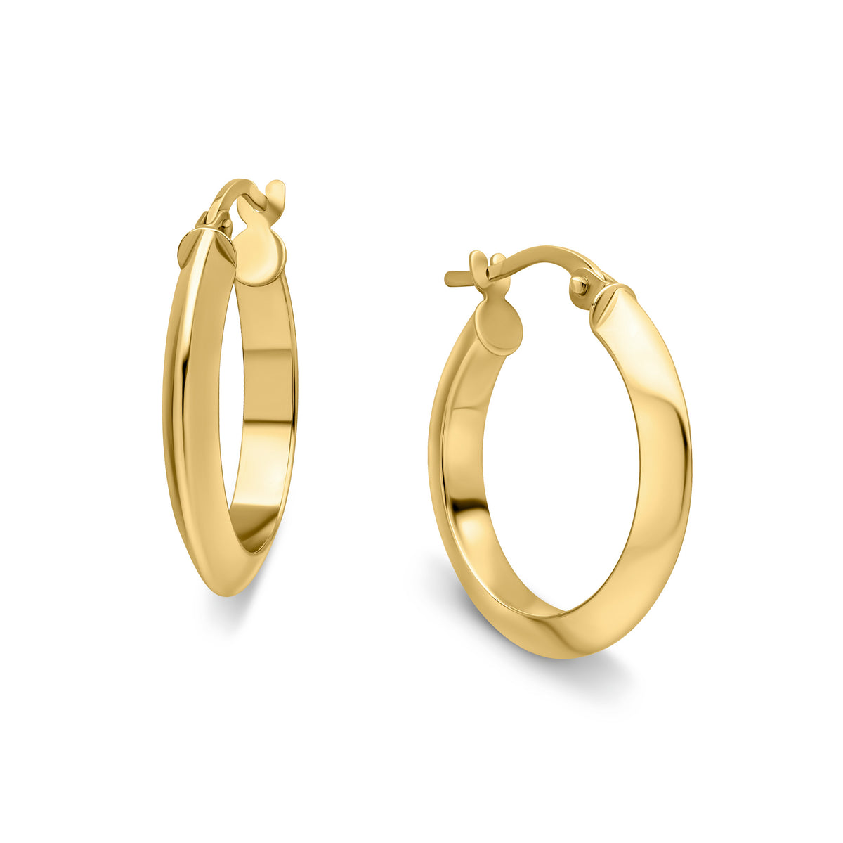 9 Carat Yellow Gold Knife Edge Hoop Earrings 20mm Outer Diameter