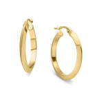 9 Carat Yellow Gold Knife Edge Hoop Earrings 25mm Outer Diameter