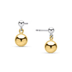 9ct Two Tone Yellow White Gold Polished Double Ball Drop Earrings