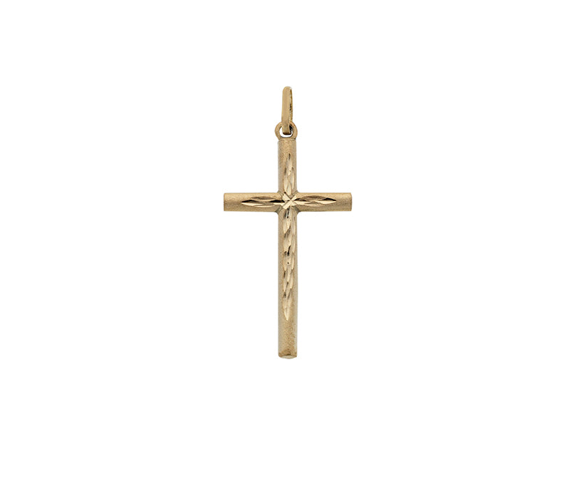 9ct Yellow Diamond cut Cross 24x15