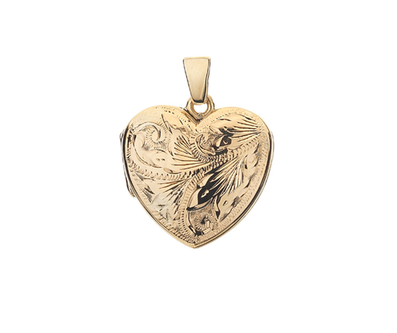 9ct Yellow H/Eng Lg Heart Locket 8 Style B Full scroll
