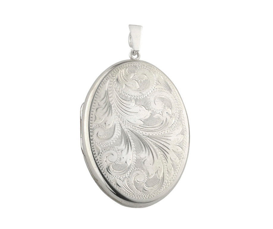 Silver H/Eng 43mm Oval Locket 1 Style B Full scroll