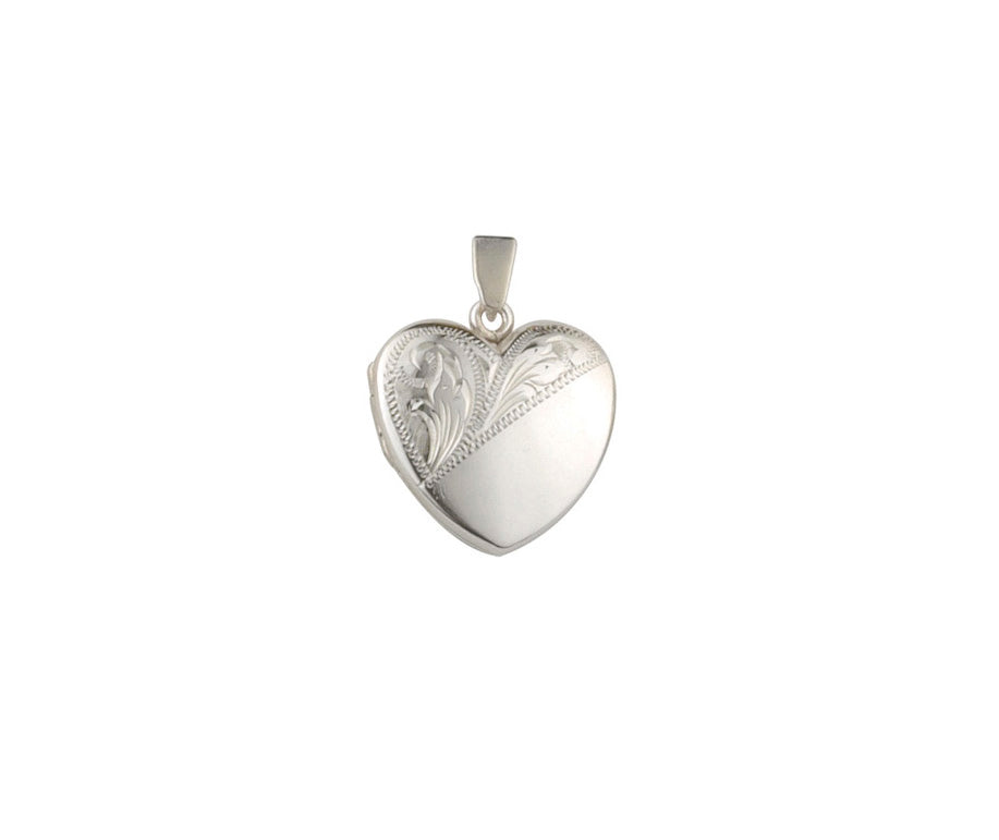 Silver H/Eng Lg Heart Locket 8 Style D Part Scroll