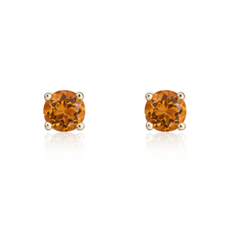 9ct yellow gold 4mm Round citrinerine 4 Claw Earrings