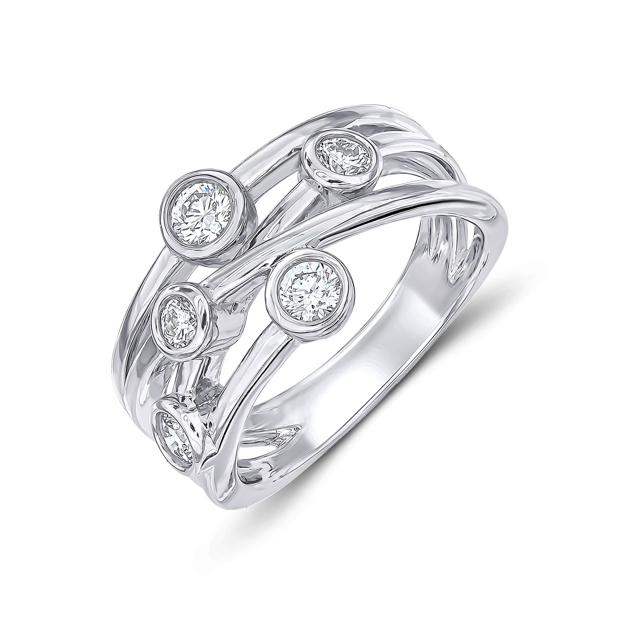 18ct Yellow Gold Diamond Bubble Band Ring 0.50ct