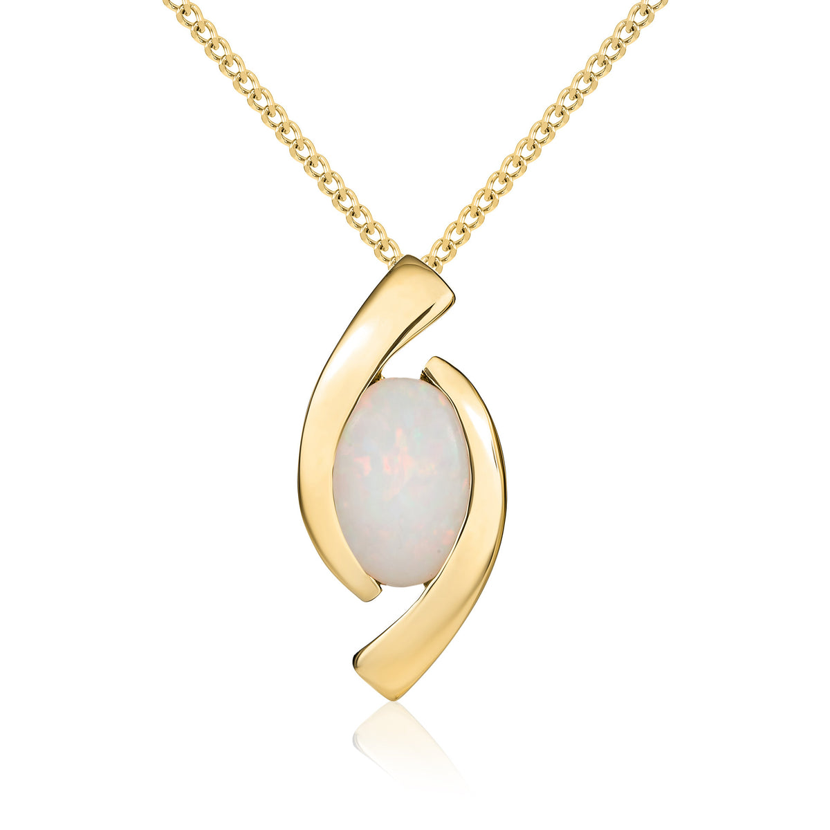 9ct Yellow Gold 6x4 Oval Opal 'eye' Pendant