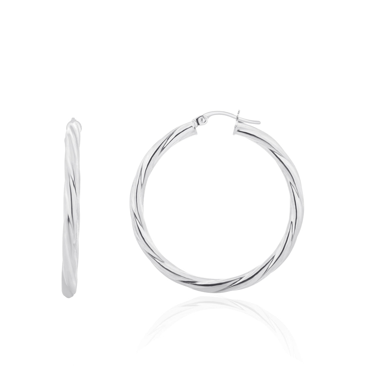 9ct White Gold Twist Hoop E R