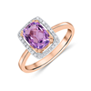 9CT RG 8X6 CUSHION CHECKERBOARD CUT AMETHYST & DIAMOND HALO CLUSTER RING.. RHODIUM TO DIAMONDS 1