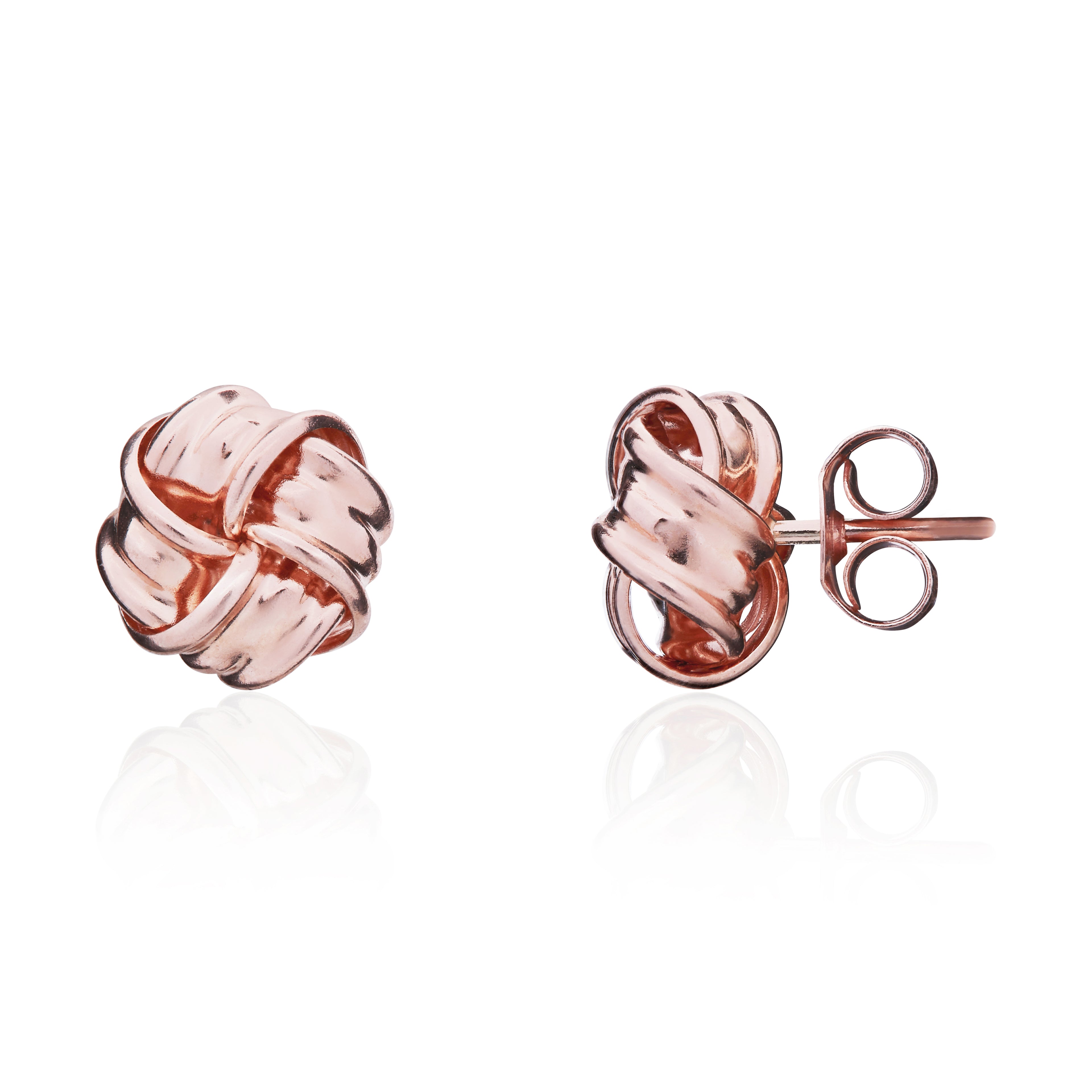 9ct rose gold 8mm 4 Row Ribbon Knot Earrings