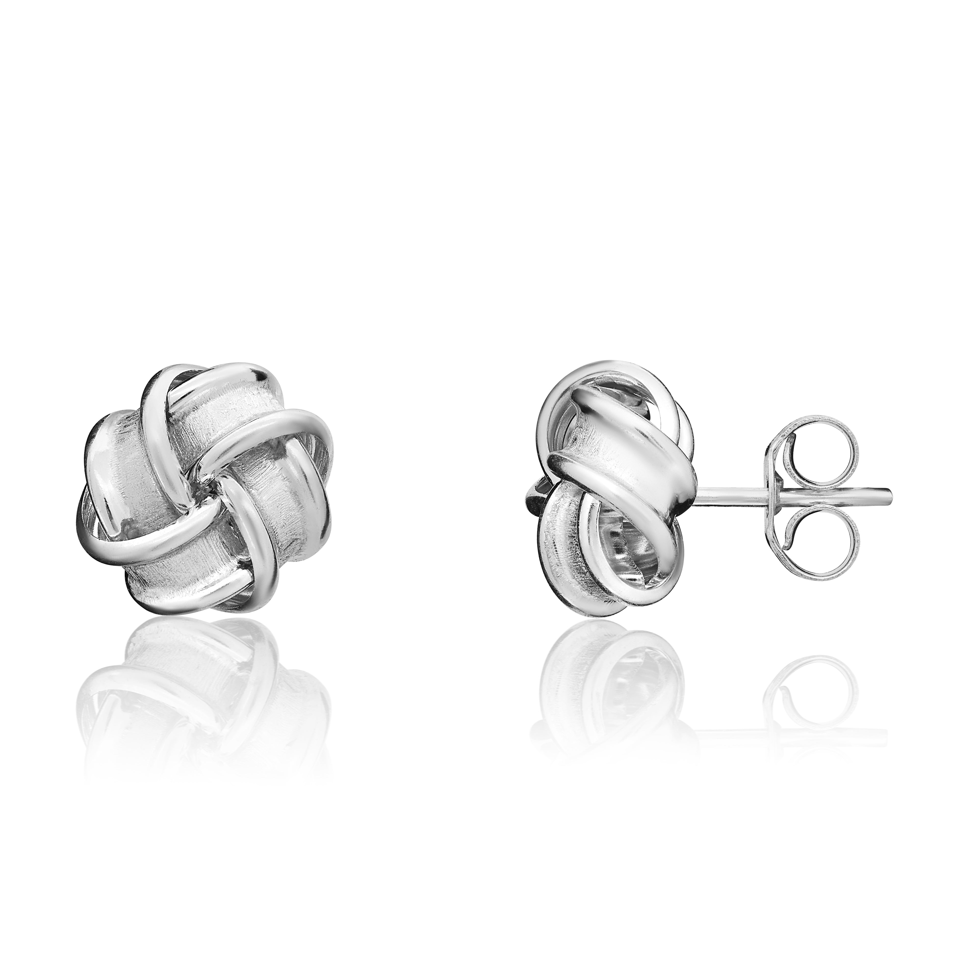 9ct white gold 8mm 4 Row Ribbon Knot Earrings