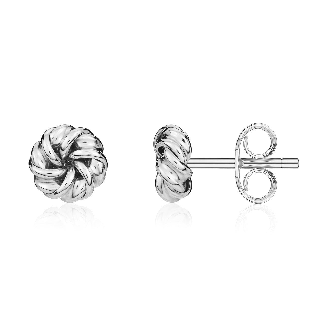 9ct White Gold Ribbon Knot Stud Earrings