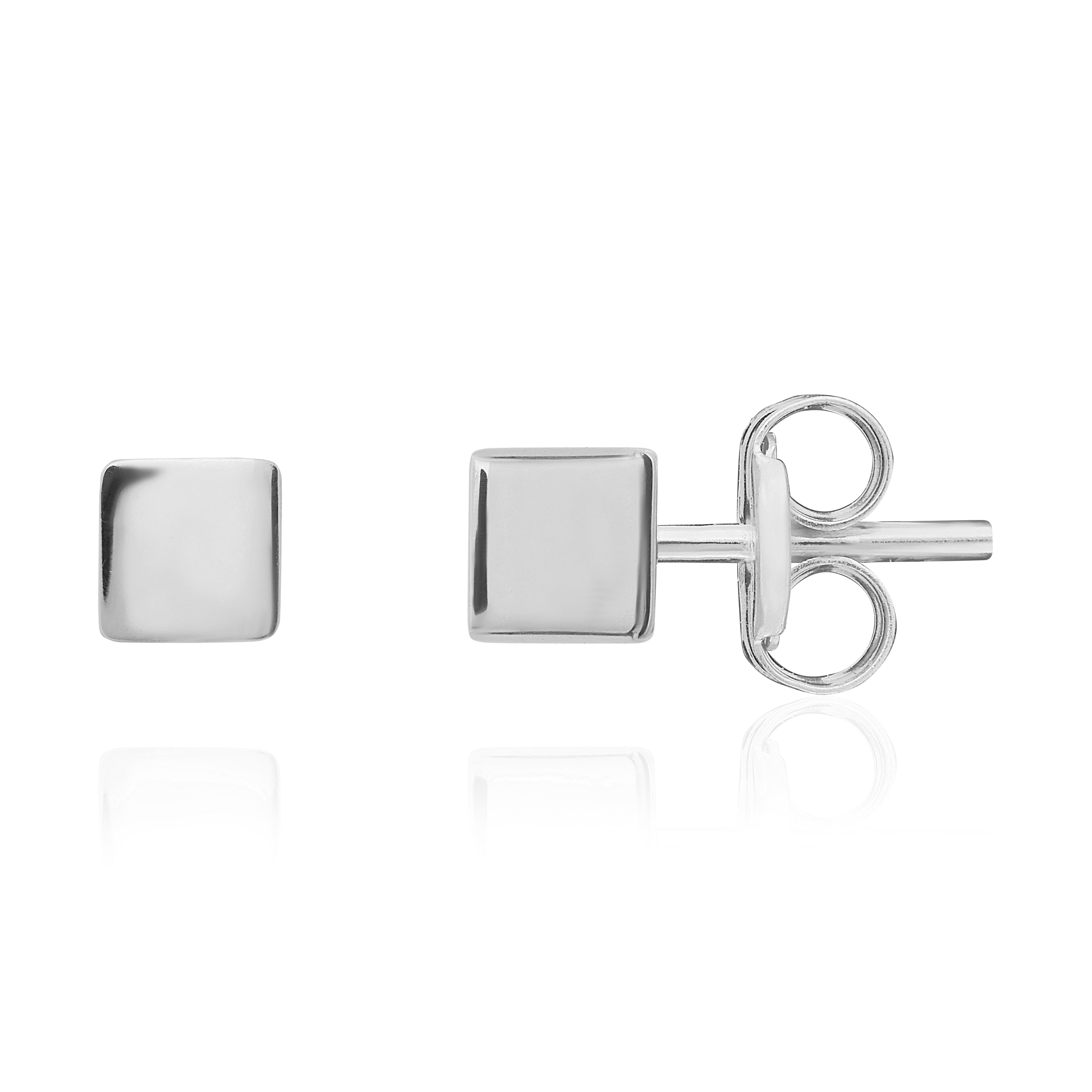 9ct White Gold 4mm Polished Cube Stud Earrings