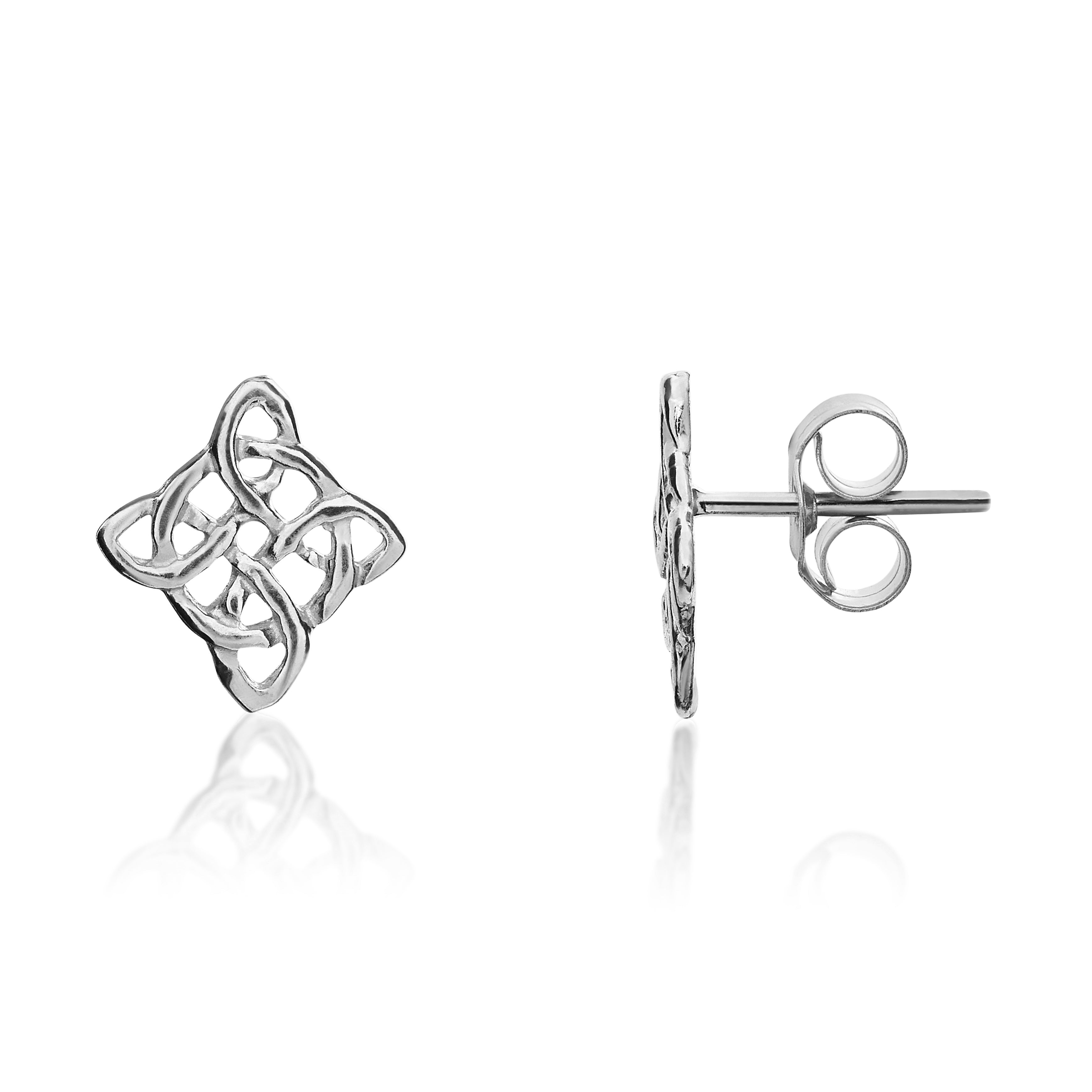 9ct White Gold Celtic Style Stud Earrings