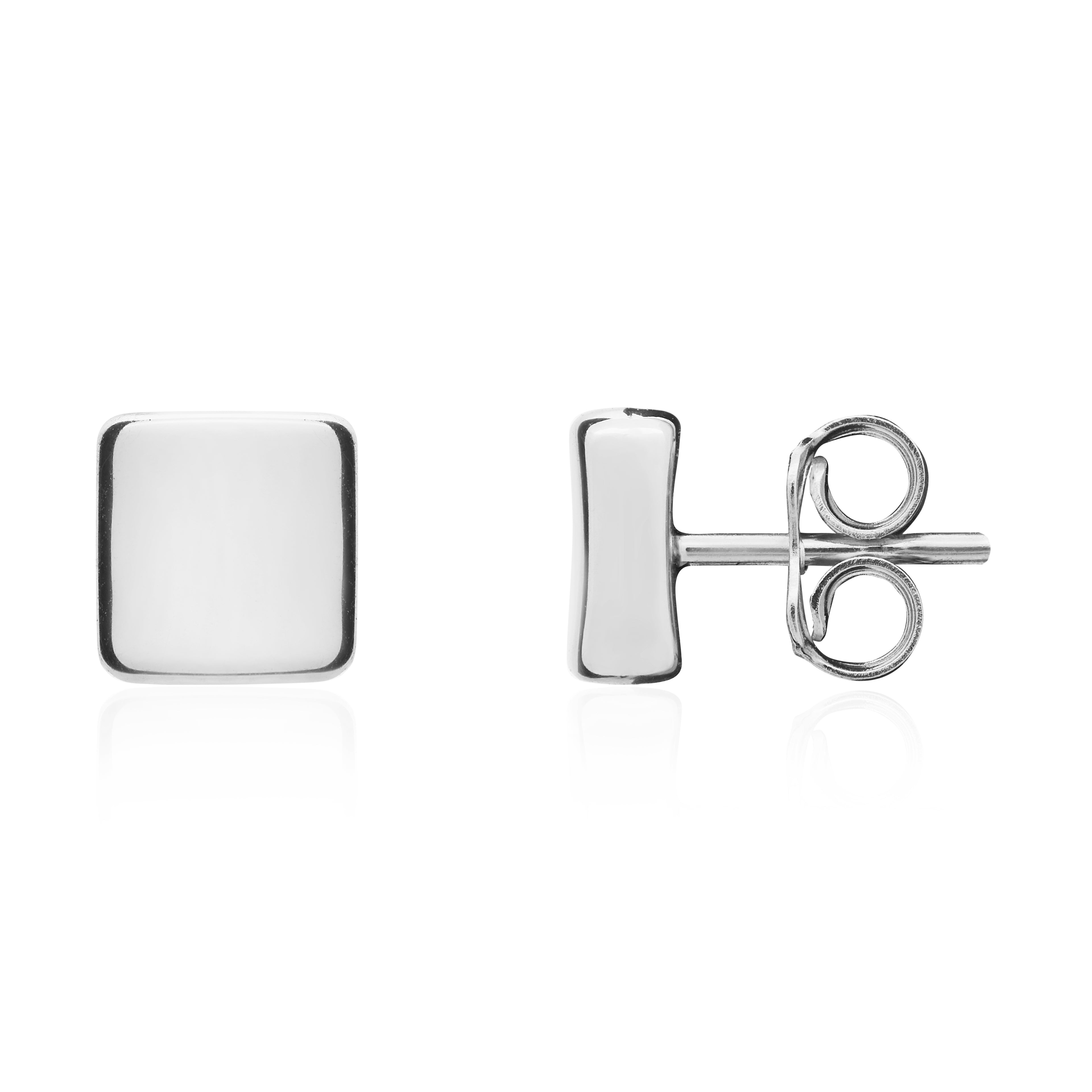 9ct White Gold Polished Concave Square Earstuds