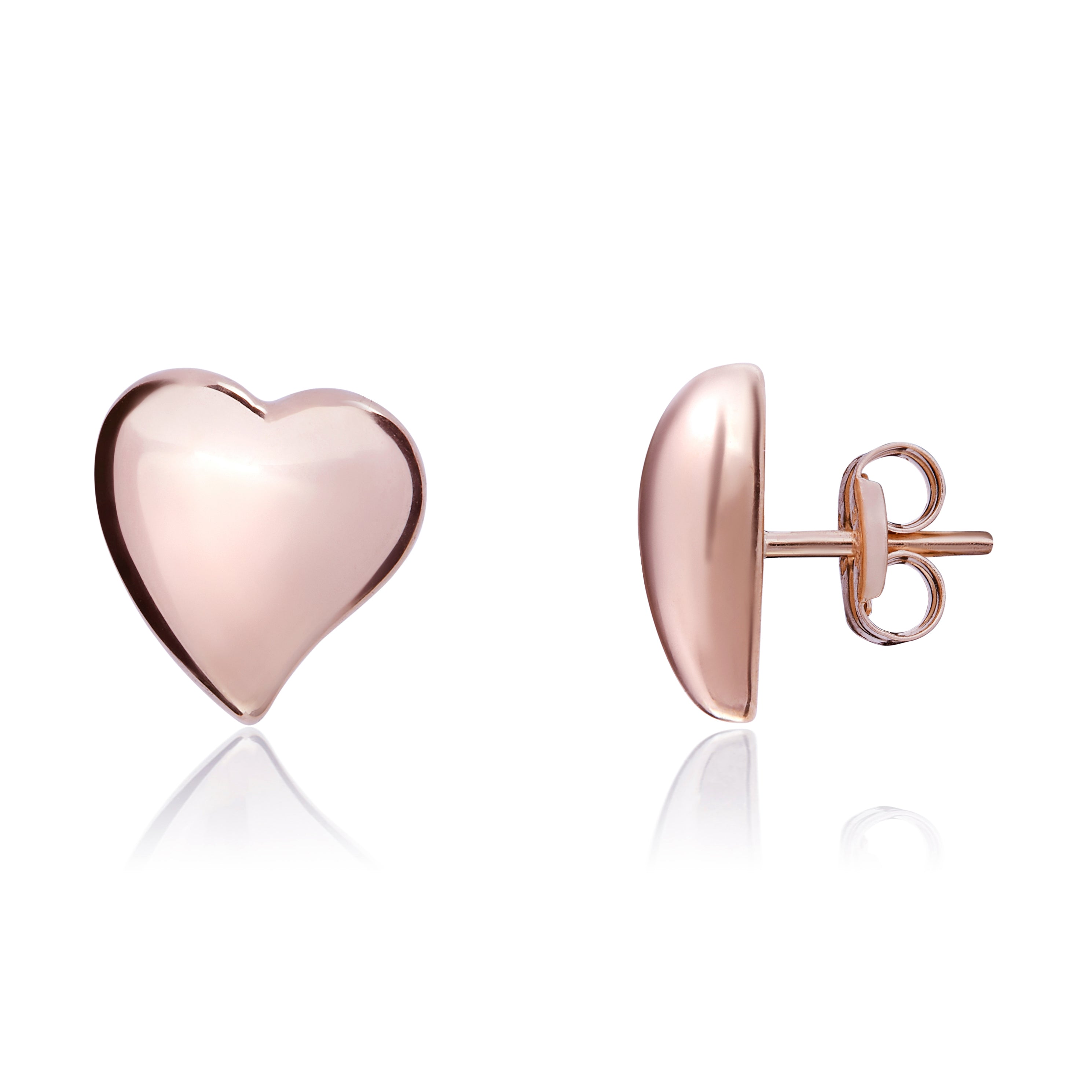 9ct Rose Gold Polished Heart Stud Earrings