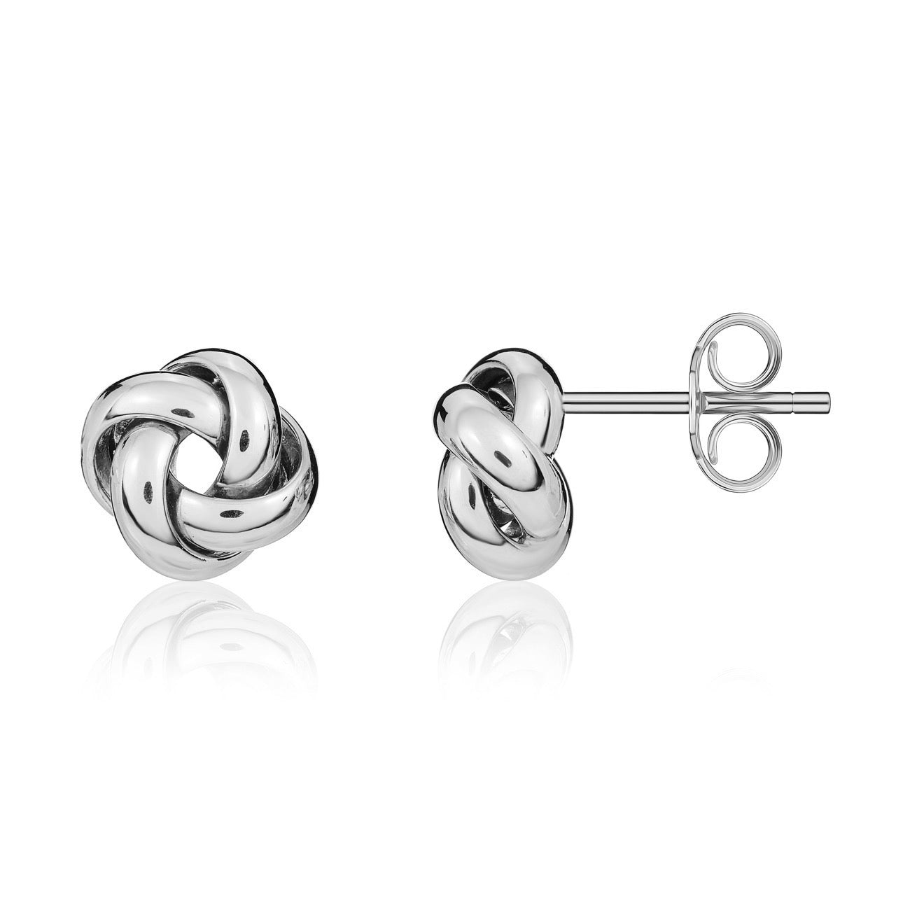 18ct white gold Polished 4 Strand Knot Earrings