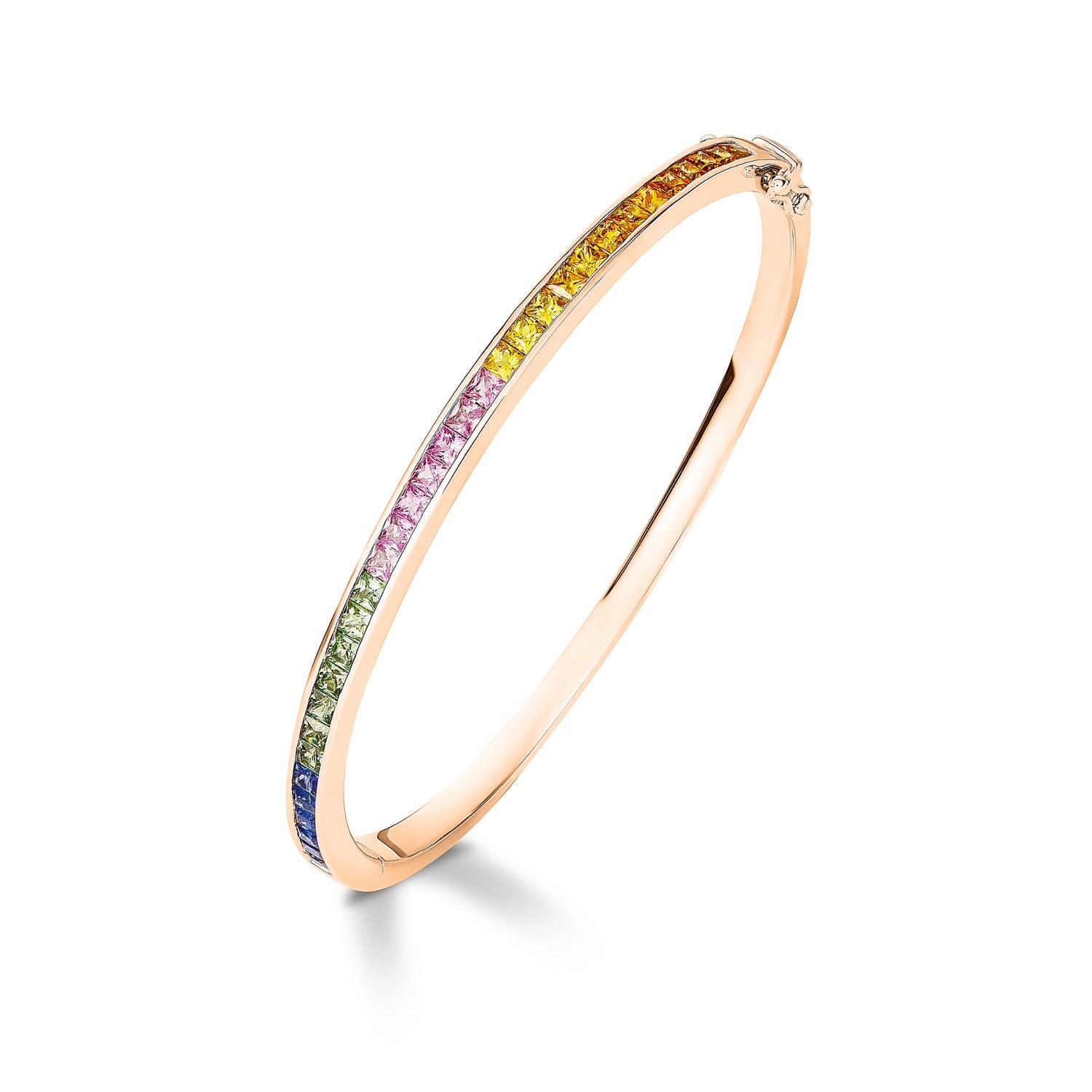 9ct Rose Gold Square Multi-Sap Bangle