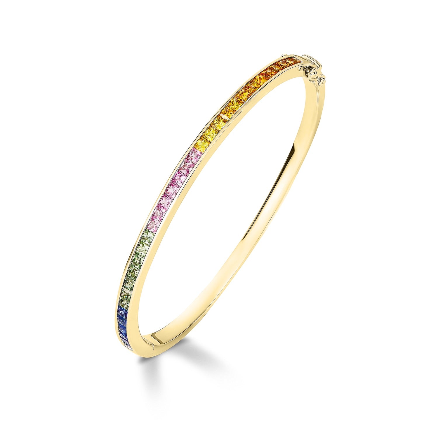 9ct Yellow Gold Square Multi-Sapp Bangle