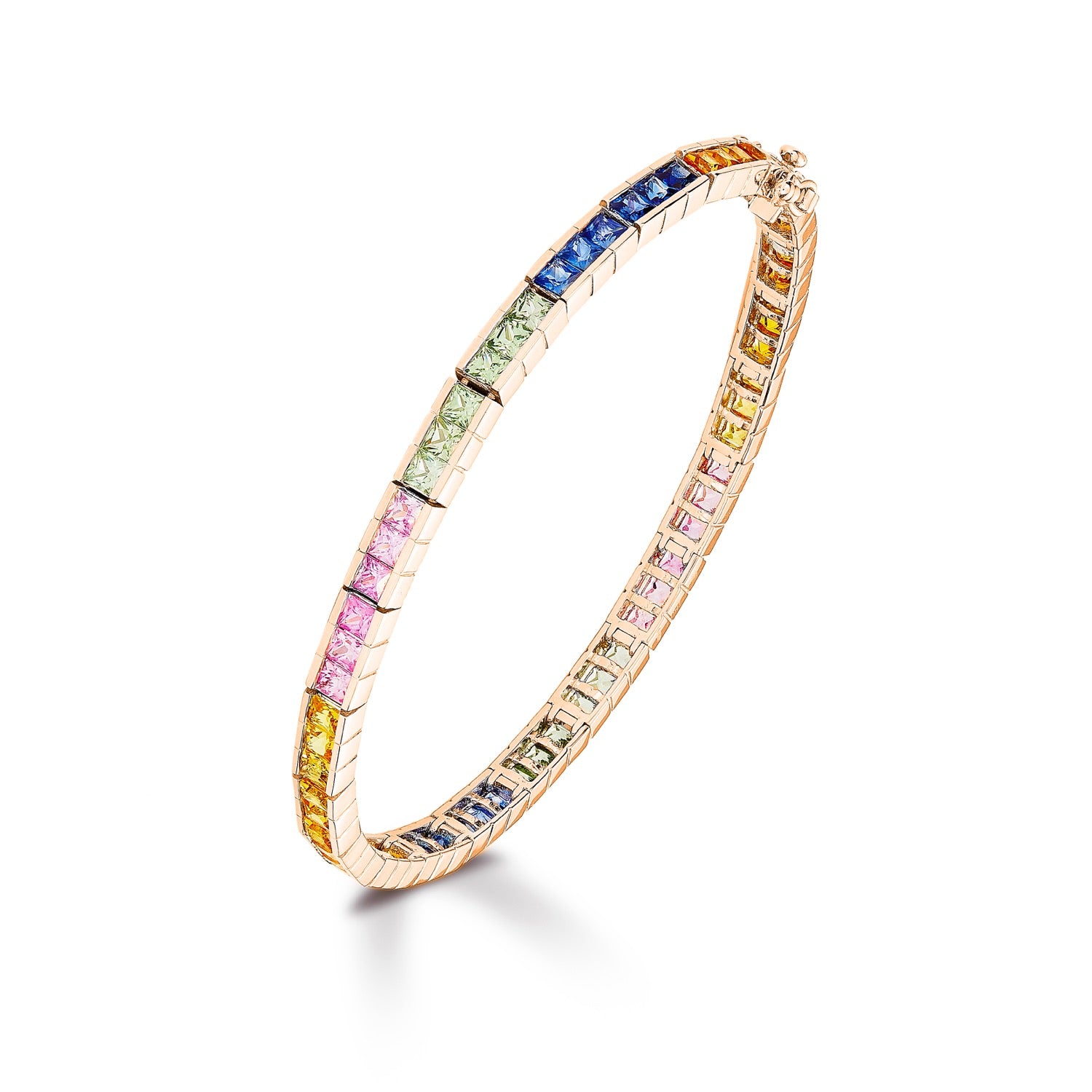 9ct Rose Gold Square Multi-Sapphire Channel Set Bracelet