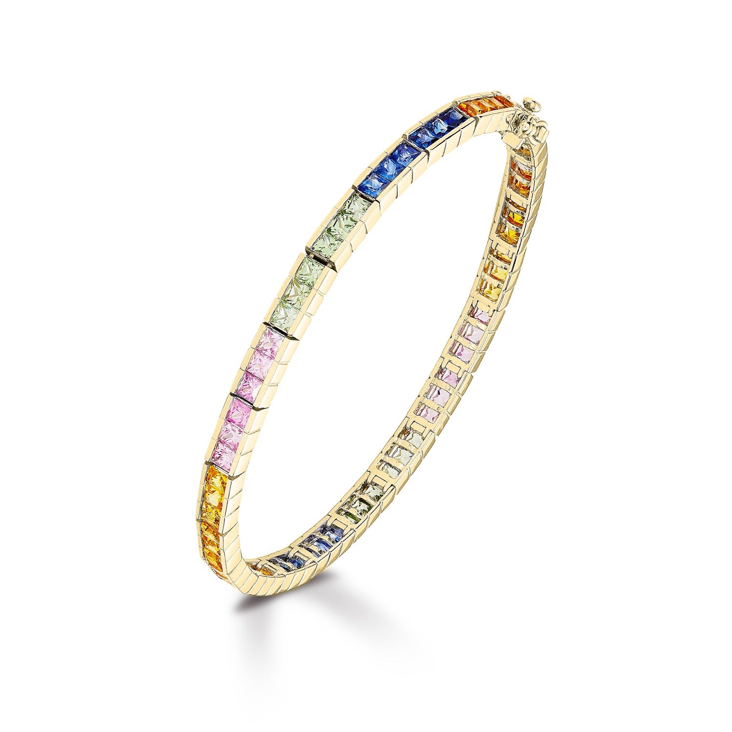 9ct Yellow Gold Square Multi-Sapphire Channel Set Bracelet